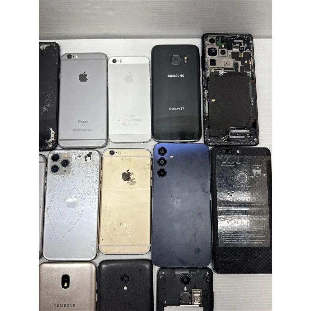 Large Lot 16 Smartphones Apple Samsung Phones LG AS IS For Parts Repair or Gold